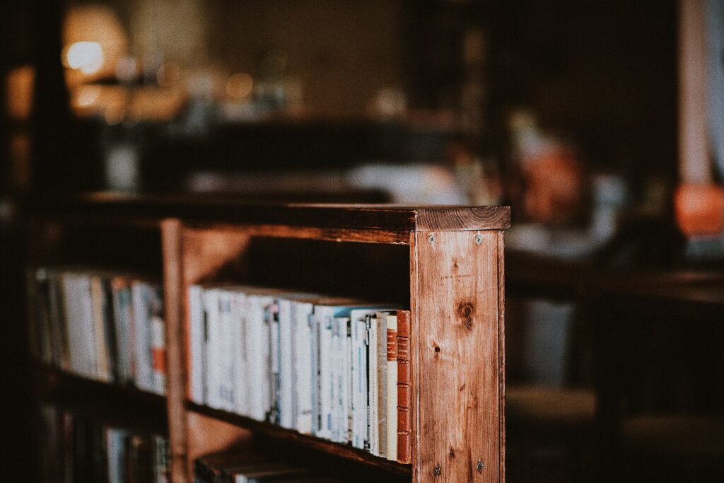Livros antigos em estante